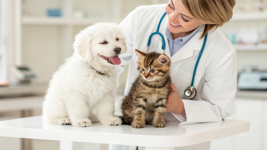 Equipe especializada atendendo pets no Patas da Ilha